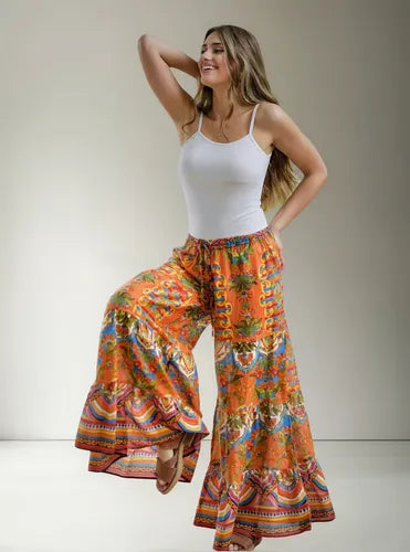 Pantalón Palazzo Estampado Importado Ancho