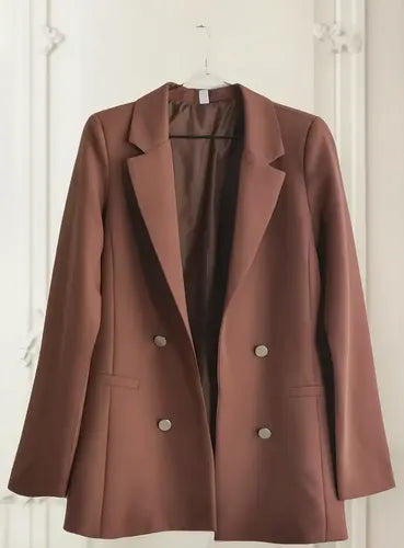 Saco Blazer Abierto Sastrero Con Botones Peltres Y Hombreras