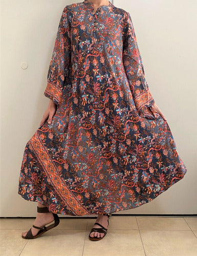 Vestido Mangas Oxford Importado Seda Hindú