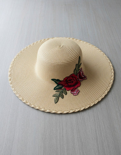 Capelina Sombrero Boho Folk Bordado Importado  Marrón Claro U