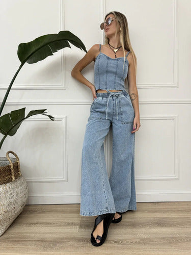 Pantalón Jean Oxford Denim Celeste Liso Xl