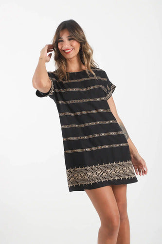 Vestido De India Bordado Con Lentejuelas Negro Bordado Único