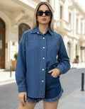 Camisa De Jean Con Hotfix Talle Amplio 2da Selección Azul Hotfix 38