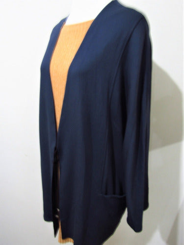 Saco Campera Casual Con Bolsillo Super Calidad Muy Amplia Azul Liso M