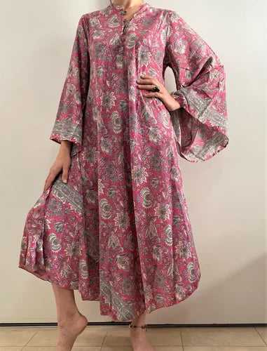 Vestido Mangas Oxford Importado Seda Hindú