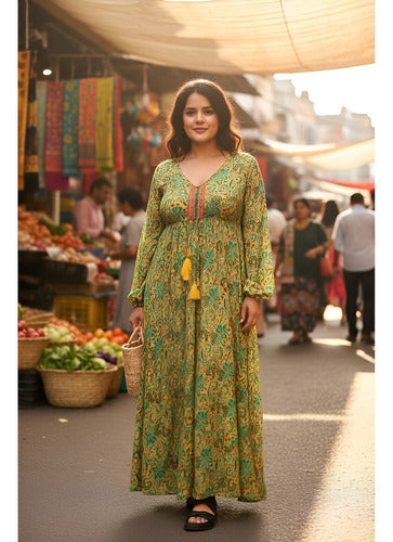 Vestido Boho Largo Seda Hindú Fiesta