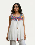 Kimono Chaleco Bordado Hindú Blanco Único