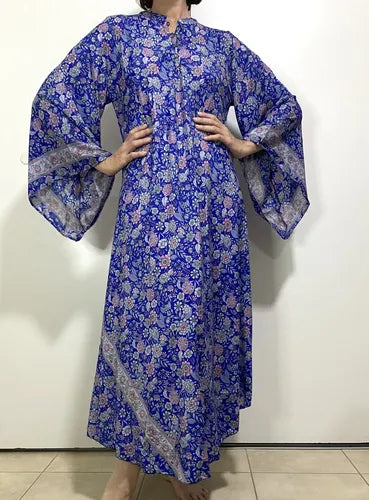 Vestido Mangas Oxford Importado Seda Hindú