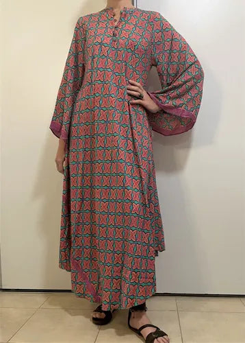 Vestido Mangas Oxford Importado Seda Hindú