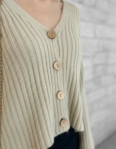 Cárdigan Saco Saquito Oxford Beige Liso Unico