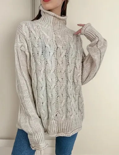 Sweater Tejido Polera Amplio Bicolor Oversize Xxl