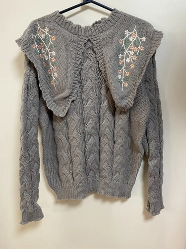 Sweater Tejido Folk Cuello Grande Bordado Cod. 008