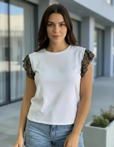 Remera De Algodón Y Lurex Animal Print