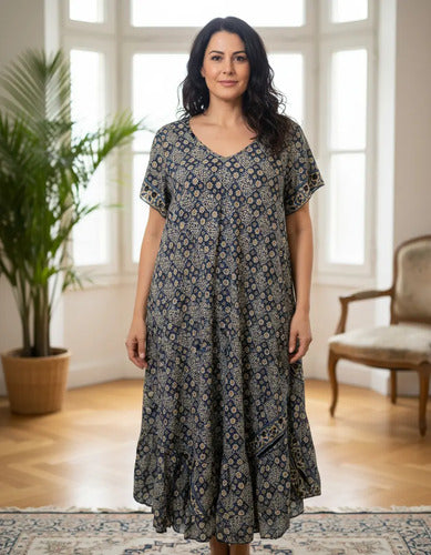 Vestido India Importado Seda Hindú Talle Grande Xxxl