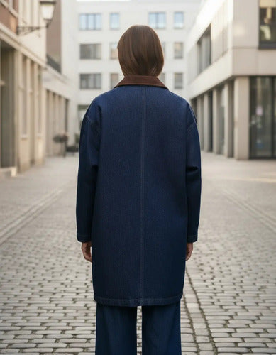 Saco Largo De Jean Campera Modelo Amplio Azul Único Lisa