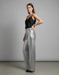 Pantalón De Lentejuelas Plateado Liso 40