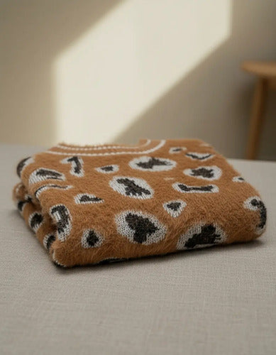 Sweater De Mujer Importado  Animal Print Pelo De Mono Marrón Animal Print Único