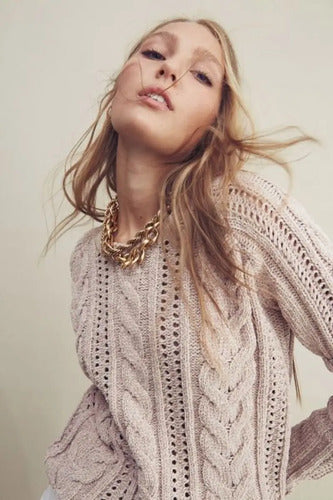 Sweater Chenille Tejido Ochos Calidad! Beige Ochos Único