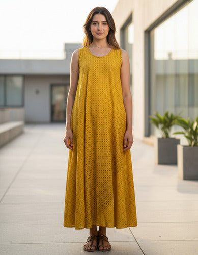 Vestido Solero Seda Hindu Importado Modelo Amplio