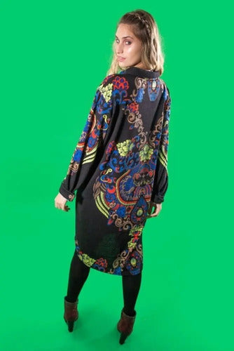 Camisa Vestido Largo Lanilla Importado Mandalas Estilo Boho