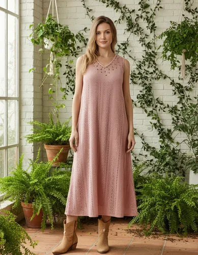 Vestido Sin Mangas Largo Con Forro Boho