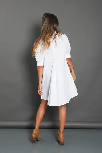 Vestido Manga Corta Boho Crudo Lisa M