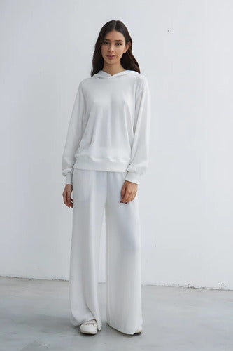 Pantalón De Lanilla Palazzo Básico Amplio Gris Oscuro Liso U