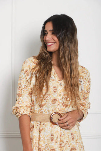 Vestido Túnica Manga Larga Amplio De India Estampado
