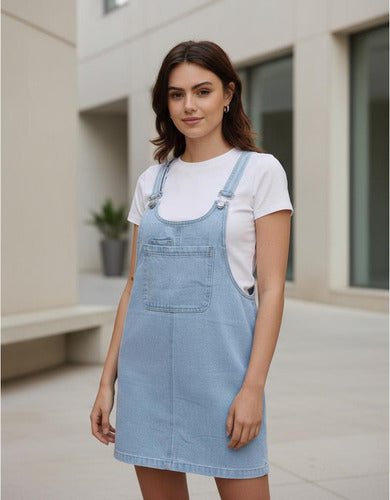 Vestido Jardinero De Jean Denim Nuevo 2da Selección