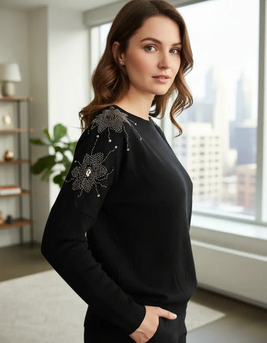 Sweater Tejido Importado Detalles Strass  Estrellas Cod. 314