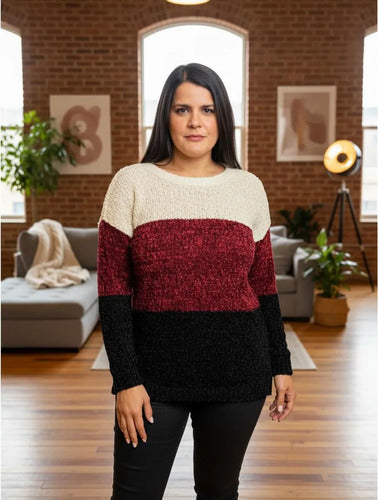 Sweater Tejido  Amplio Colores  Rojo U
