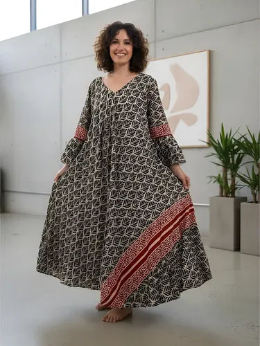 Vestido De India De Algodón Modelo Grande Hasta  Xxxl