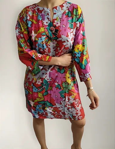 Blusa Camisa Túnica Importada Estampada Playa India