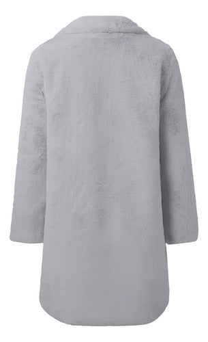 Saco Tapado  De Piel Sintética Importado Extra Suave Amplio Gris Claro S Pelo Corto