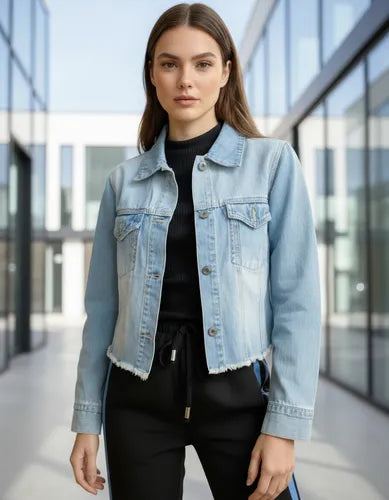 Campera De Jean Importada Celeste M Lisa
