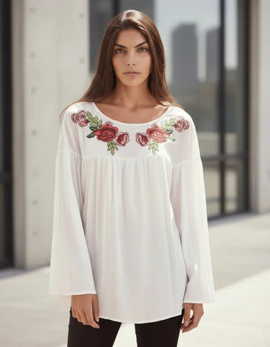 Blusa Camisa Bordada Importada Boho Tipo Vars India Style