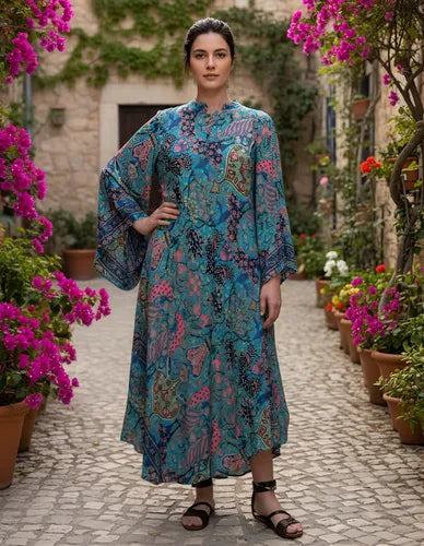Vestido Mangas Oxford Importado Seda Hindú