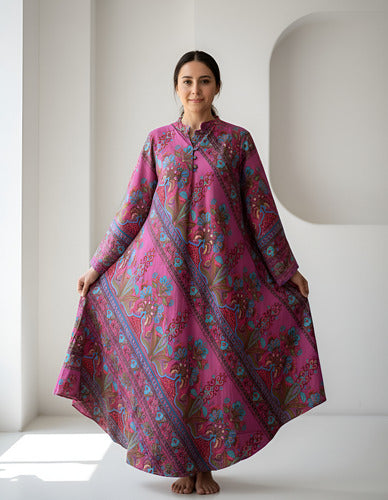 Vestido Mangas Oxford Importado Seda Hindú
