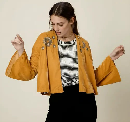 Chaqueta Saco Bordado Importado India Velvet Boho Oxford