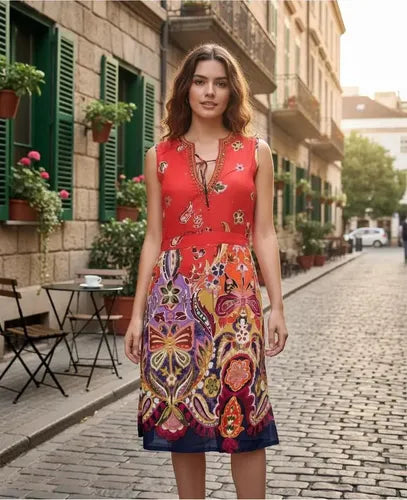 Vestido Importado Sin Mangas Boho Estilo Vars