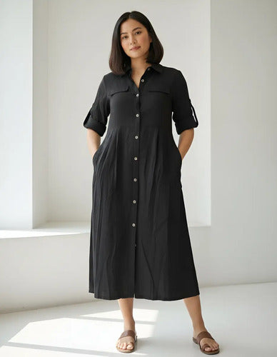 Vestido Importado Camisero Con Cinto