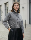 Campera Jean Denim Bomber Tachas