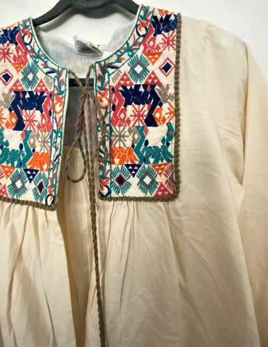 Saco Chaqueta Bordada Importada Tipo Vars Beige Unico Bordado