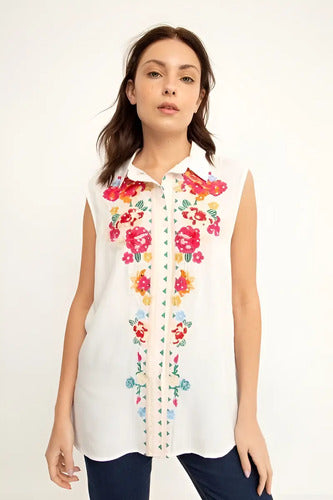 Blusa Camisa Importada Sin Mangas Bordada Estilo Vars