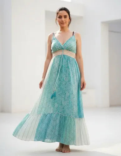 Vestido Sin Mangas Largo De India Con Lurex