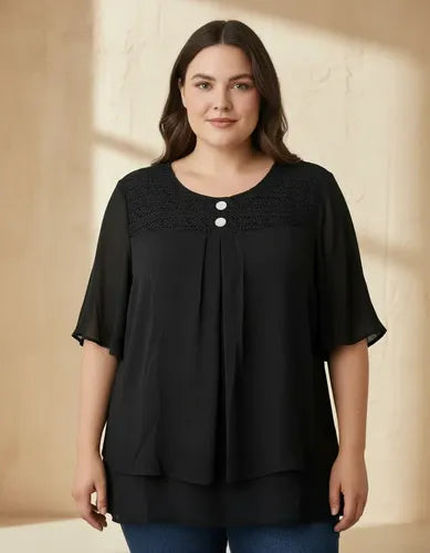 Blusa Importada Talle Grande Negro Lisa 6xl