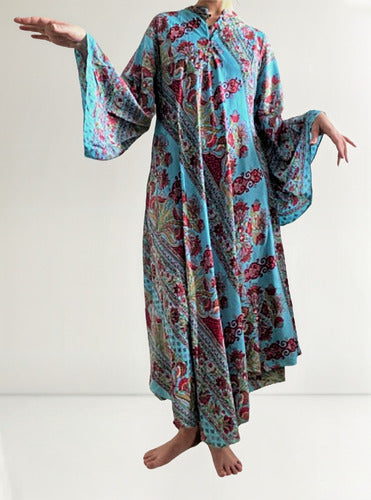 Vestido Mangas Oxford Importado Seda Hindú