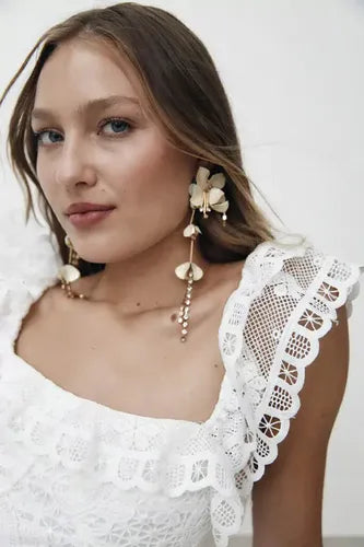 Blusa Sin Mangas Corta De Puntilla Blanco Liso Xl