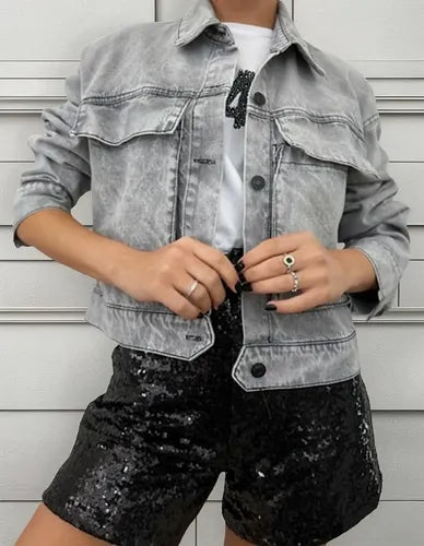 Campera Jean Cargo Denim Corta