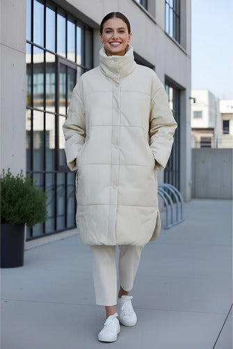 Tapado Campera Puffer Eco Cuero Talle Grande  Hasta 3xl